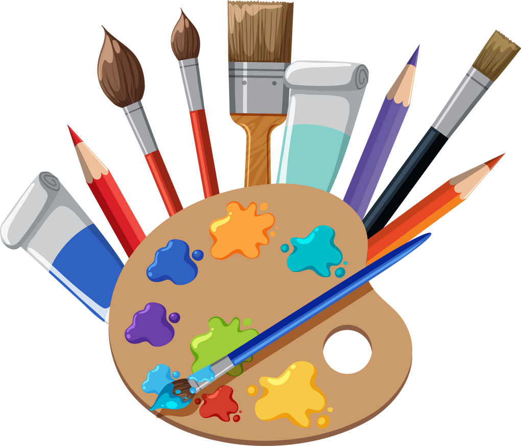 Paint Brushes and Color Palette